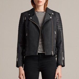 All Saints Papin Biker Leather Motorcycle Jacket Black 4